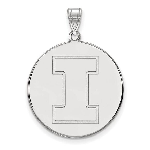 Sterling Silver U. of Illinois XL Initial I Disc Pendant